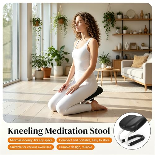 Adjustable Meditation Bench Kneeling Stool for Yoga & Prayer | Meditation Portable Folding Seiza Chair 3 Level Ergonomic Sturdy metal frame with cushioned support with Non-Slip Cushion