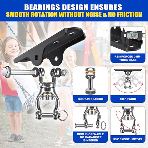 Dolibest Heavy Duty Swing Hanger with Bearing, Ceiling Mount Swing Hook,One-Piece Design Base, Swing Set Hardware for Punching Bag, Boxing, Hammock Chair, Yoga Swing, Porch Swing (360° +180° Rotation) - color: B: 360°+180° Swing Hanger