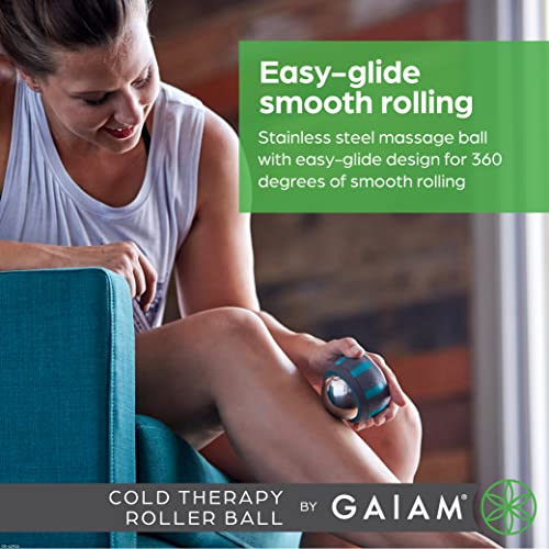 Gaiam Restore Rolling Massager, Cold Therapy (Cold) | Ergonomic Roller Ball | Targeted Muscle, Joint & Trigger-Point Recovery | Compact Size | Pre & Post-Workout Use