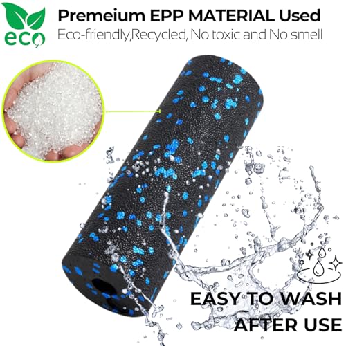 Mini Massage Foam Roller High Density - 100% Recycled Non-Toxic Material - Portable Pocket-Sized for Travel - Foot Arch,Legs & Arms Pain Target - Waterproof and Durable 15x6cm(Blue) - color: Blue