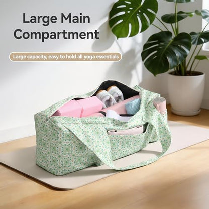 BOULDER BEE Yoga Mat Bag with Wet Pocket, Large Yoga Mat Carrier Fits All Your Stuff, Personalized Yoga Gifts, Gym Tote Bag for Women - color: Green