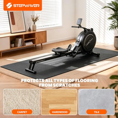 Stepwaver Walking Pad Mat, 102"x36", Treadmill Mat for Hardwood Floors | High Density, 0.2" Thickness, Floor Protection for Rowing Machine Mat, Bike, Elliptical, Treadmill, Walking Pad - size: 102"L x 36"W x 0.2"Th