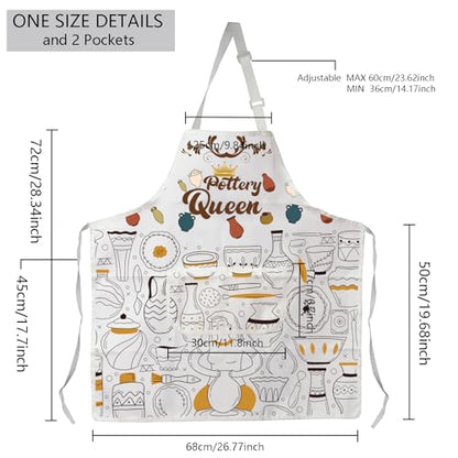 MBMSO Ceramic Artist Apron with Pockets Pottery Queen Apron Ceramic Pottery Apron Pottery Artist Gift for Pottery Lover Apron