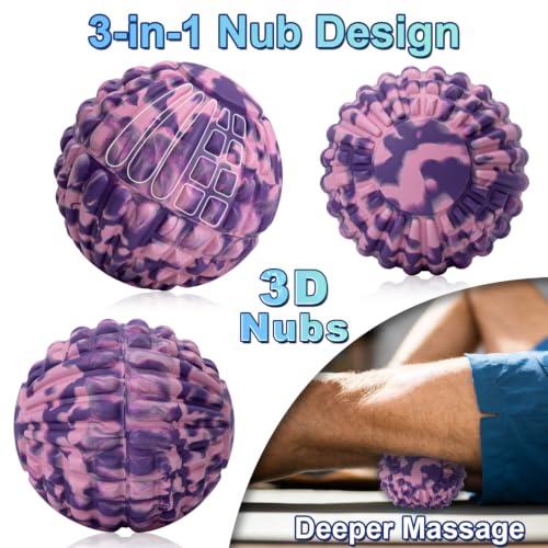 Deep Tissue Massage Ball for Exercise & Recovery - SGS Certification - Targets Back, Shoulder, Legs&Feet - Relieves Muscle Knots, Joint Pain&Tightness, Pressure Point Therapy- Myofascial Release Ball - color: Pink&purple, size: 1-Pack | 5.1-inch