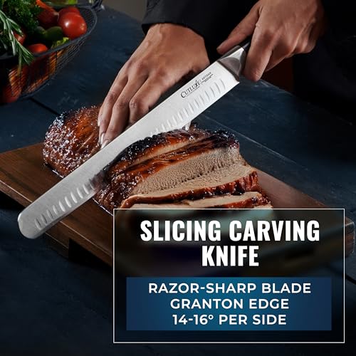 Cutluxe Butcher Knife Set, Brisket, Breaking & Boning Knife with Honing Rod | Carving Blades for Meat Prep, Ultra Sharp German Steel, Full Tang Ergonomic Handles – Grilling Gift - size: 4 Pcs BBQ Set