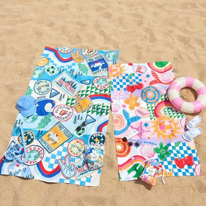 Dock & Bay Kid's Towel - for Beach Use - Quick Dry, Sand Free - Compact, Lightweight - 100% Recycled - Includes Bag - Good Vibes Club, Medium (130x70cm, 51x28) - color: Good Vibes Club, size: Medium (130x70cm, 51x27")