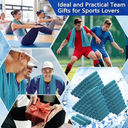 Hosuly 150 Pack Cooling Towels Bulk 40 x 12 Inch Large Chilly Breathable Sweat Sports Cold Towels Sublimation Microfiber Ice Neck Rag for Hot Weather Workout Gym Team Gift (Blue) - color: Blue