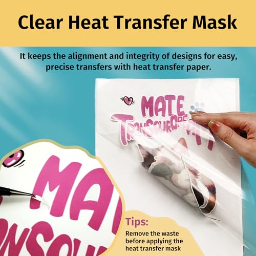TransOurDream Heat Transfer Mask & Iron on Tape(30 Sheets, 8.5x11") - Iron-On Clear Positioning Film for Dark Transfer Paper & Printable HTV on Shirts - color: Mask-Dark, size: 30 Sheets