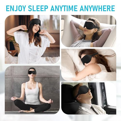 FlyCoco Sleep Mask - Zero Eye Pressure 3D Contoured Cup 99% Black Out Mask, Soft Breathable Lightweight Sleeping Mask with Adjustable Strap, Eye Cover for Yoga Traveling (Black 2pack) - color: Black 2pcs