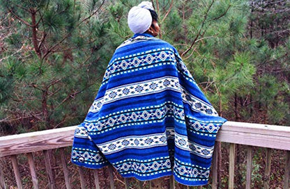 Off the Grid Inca Aztec Throw, Queen, King Blanket | Southwest Indian Navajo Boho Style | Native Cover for Camping, Bedding, Couch, Vanlife | Faux Alpaca, Lightweight, Hypoallergenic (Teal, Throw) - color: Quilotoa Teal, size: Throw Blanket