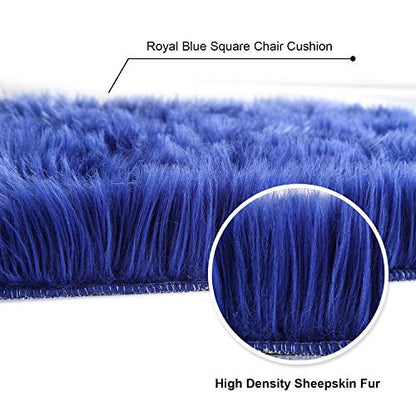 Softlife Blue Faux Fur Sheepskin Chair Cover Seat Cushion Pad Super Soft Area Rugs for Living Bedroom Sofa Dorm (1.6ft x 1.6ft, Royal Blue) - color: Royal Blue