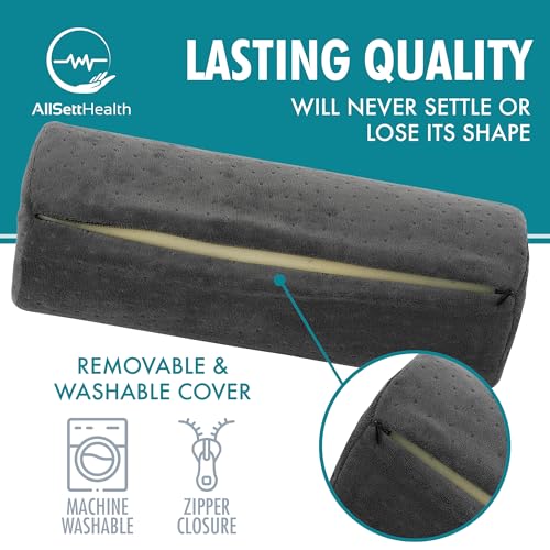 AllSett Health Round Cervical Roll Cylinder Bolster Pillow with Removable Washable Cover, Ergonomically Designed for Head, Neck, Back, and Legs, Grey | 13"X 5" - style: 13x5 Inch, Soft, Grey
