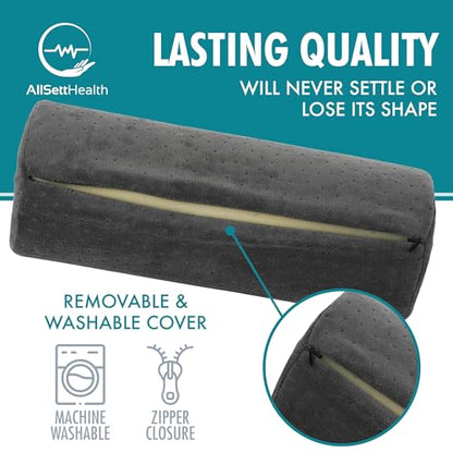 AllSett Health Round Cervical Roll Cylinder Bolster Pillow with Removable Washable Cover, Ergonomically Designed for Head, Neck, Back, and Legs, Grey | 13"X 5" - style: 13x5 Inch, Soft, Grey