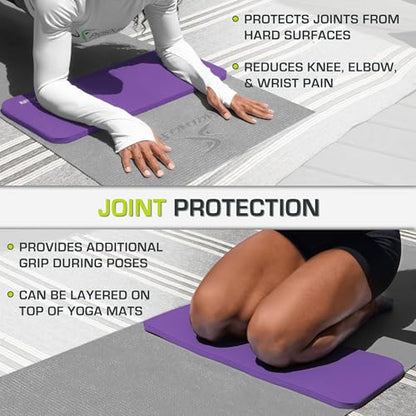ProsourceFit Extra Thick Yoga Knee Pad and Elbow Cushion 15mm (5/8”) Fits Standard Mats for Pain Free Joints in Yoga, Pilates, Floor Workouts - color: Purple