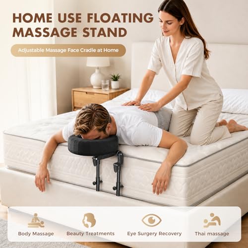 Massage Headrest for Bed, Adjustable Massage Face Cradle for Home Use,Portable Massage Table Kit for Sleeping Mattress, Face Down Pillow for Face Support & Post Eye Surgery Recovery - color: Black