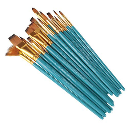 Artist Paintbrush Set – 18pc Professional Quality Short Handle Paint Brushes for Acrylic, Oil, Craft, Hobby Painting with Multi-Use Crate Organizer