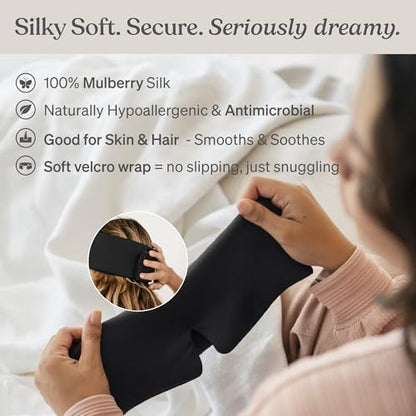 Baloo Silk Weighted Sleep Mask, Black, Eye Mask with Amethyst Crystal - color: Black With Amethyst Crystal