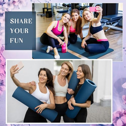 Timgle 6 Pcs 10mm Thick Yoga Mat Bulk 68 x 24 Inches Anti-slip Tear-resistant Exercise Mat Adult Gym Mats for Fitness, Stretching, Workout and Studio, Outdoor Yoga, Pilates - color: Navy Blue