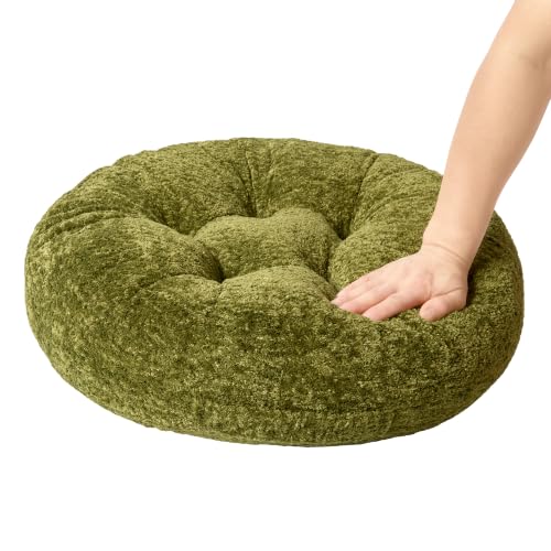 Floor Pillow, Large Meditation Sitting Cushion with Handle | for Tatami, Living Room, Yoga Use for Adults and Kids (1, Round, Green, 22" x 22" x 6") - color: Round, Green