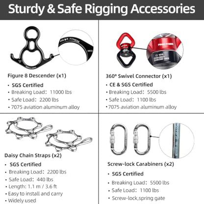 PRIOR FITNESS Aerial Silks Hardware, SGS/CE Safety Certified Rigging Set