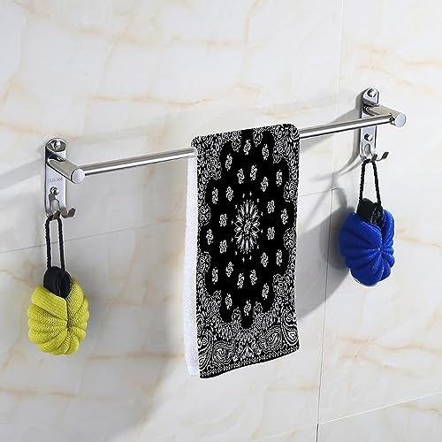 Pehede Black and White Bath Hand Towel Bandana Kerchief Ornaments Soft Absorbent Hand Towels for Bathroom Kitchen Beach Spa Gym Yoga Swim Home Decor 15x30 in - color: Black and White Bath
