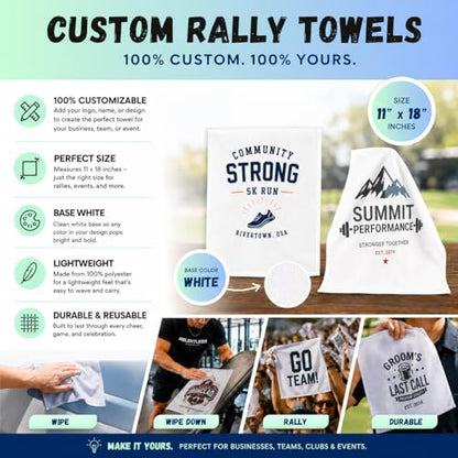 Custom Rally Towel, Personalized Team Towel (5 Pack, Single Sided)