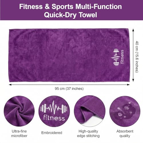 Fitness Towel, Sports Yoga Microfiber Quick-Drying Microfiber Towels for Swimming Gym and Yoga Sweat Pad, Purple - color: Purple