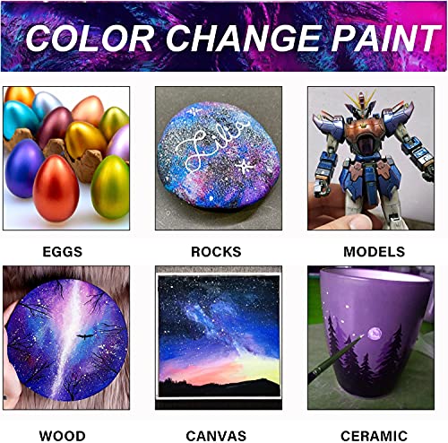 ABEIER Iridescent Acrylic Paint Set, 18 Colors x 2 oz, Non-Toxic | Non-toxic, chameleon color shift, shimmery metallic finish, rich pigments, smooth blending, waterproof when dry - color: 18 Colors