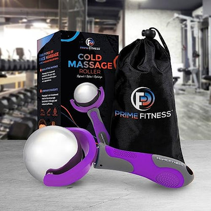 PRIME Fitness Cold Massage Roller Ball | Cold Therapy | Ice Roller Ball with Handle | cryo Stick | Relieve Muscle Pain (Purple) - color: Purple