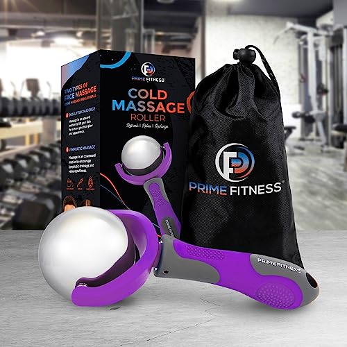PRIME Fitness Cold Massage Roller Ball | Cold Therapy | Ice Roller Ball with Handle | cryo Stick | Relieve Muscle Pain (Purple) - color: Purple