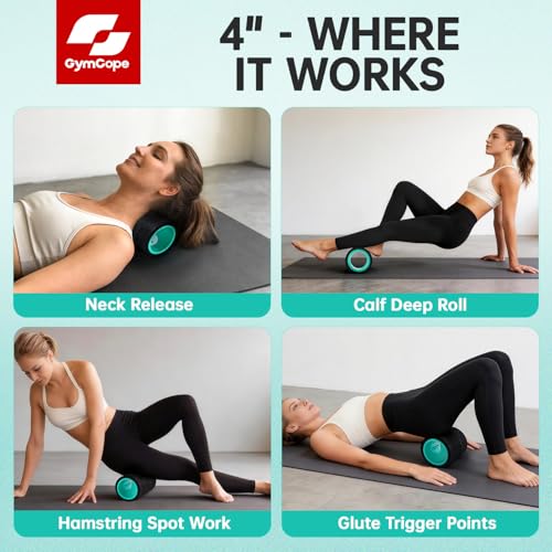 GymCope Back Roller Wheel 4 Inch Spine-Safe Groove, Compact Size for Travel - color: Mint Green, size: 4 inches