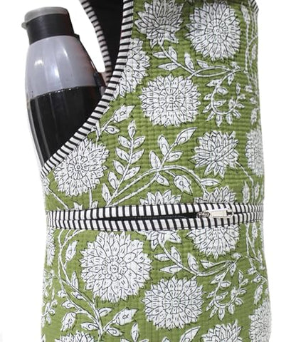 INDIAN CRAFT CASTLE Yoga Mat Bag | Tote Mat Bag | Sling Yoga Tote w/Large Side Pocket & Zipper Pocket | Yoga Mat Carrier Fits Most Size Mats - color: Green & White