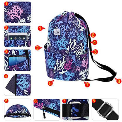 XEYOU Drawstring Backpack Bag Sport Gym Sackpack Beach Cinch Bag | Lightweight Swimming Bag, Water-Resistant Fabric, Travel Daypack for Women and Men - color: Tree Pattern