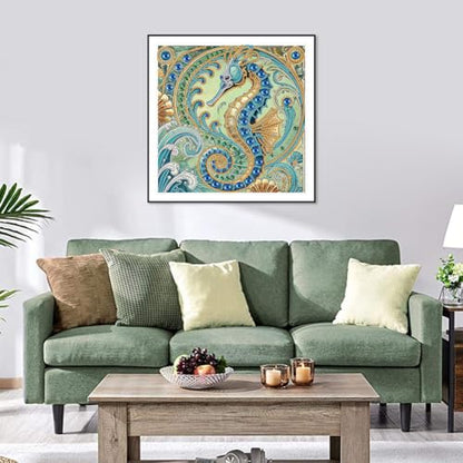 WSLWXSHM 5D Special Shape Diamond Art Kits for Beginners, Diamond Painting Kits for Adults Seahorse, Crystal Rhinestones Diamond Painting for Home Wall Decoration Gift 12×12inch/30×30cm, Animal