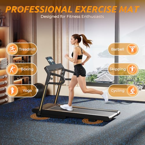 PRAISUN 0.6" Thicker Rubber Top 24 Sq Ft Gym Flooring for Home Gym | 6 Pcs Workout Mat, Exercise Mat, Interlocking Rubber Floor Mats with High Density EVA Foam for Garage, 24 x 24in, Black/Blue - size: 6 Tiles (24 Sq Ft)