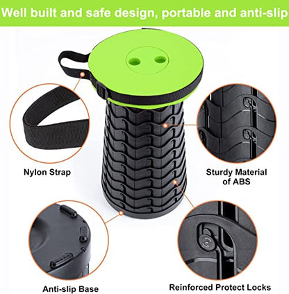 Fishboy Upgraded Collapsible Stool, 400lbs Max Weight, Lightweight But Sturdy, Portable Retractable Folding Telescoping Foldable Camping Stool for Adults Outdoor Fishing Hiking BBQ - color: Green