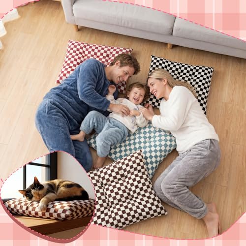 Geetery 12 Pcs Large Floor Pillows Gift Bulk Square Seating Cushion 15.7''