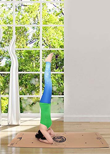 EKE Cork Yoga Mat with body Lines-Non-Slip Sweatproof Surface-100% Recycleable Materials-Eco Friendly-Ideal for Hot Yoga