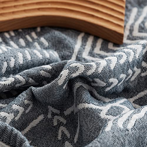 MEJU Indian Bohemia Muslin Summer Boho Blanket Throw for Bed Sofa Couch, 100% Combed Cotton 3 Layer Soft Warm Quick Dry Throw Blanket Bed Coverlet (Boho, F/Q 80 in X 90 in - color: Boho, size: F/Q 80 in x 90 in