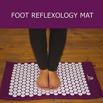 Acupressure Mat & Pillow Set, 4-in-1, 29", Hot/Cold Pack, Purple | Acupuncture Mat Helps Ease Back, Neck & Sciatica Pain While Supporting Muscle Relaxation, Stress Relief, Recovery And Sleep. - color: Purple