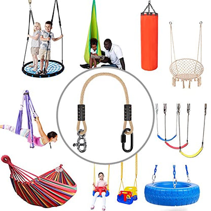 SELEWARE Tree Swing Rope Hammock Tree Straps Hanging Kit, Adjustable Rope Fast & Easy to Hang Hammock Chair Swing for Indoor Outdoor Tree Branch Camping Playground Accessories (Beige1, 40Inch,1 Pack) | Quick Easy Installation, Fits Tree Branches, Beige 1