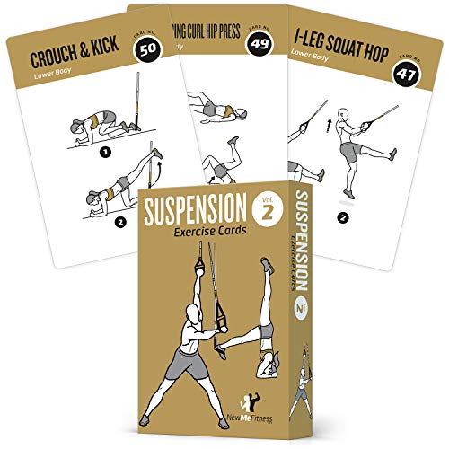 NewMe Fitness Suspension Workout Cards, Instructional Fitness Deck for Women & Men, Beginner Fitness Guide to Training Exercises at Home or Gym (Suspension, Vol 2) - style: Suspension Vol2