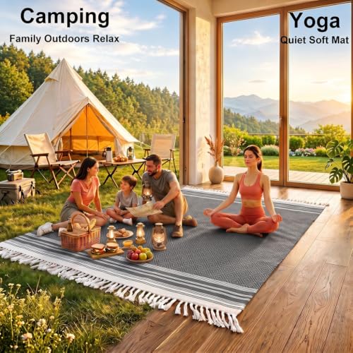 Yongoes Turkish Beach Towel Blanket Oversized 82x88 Black Boho - color: Black, size: Extra Large 82"x88"（208x224cm）