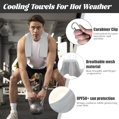 4 Pack Cooling Towels, Soft Breathable Cooling Towels for Neck and Face - color: Light Blue/Green/Pink/Grey