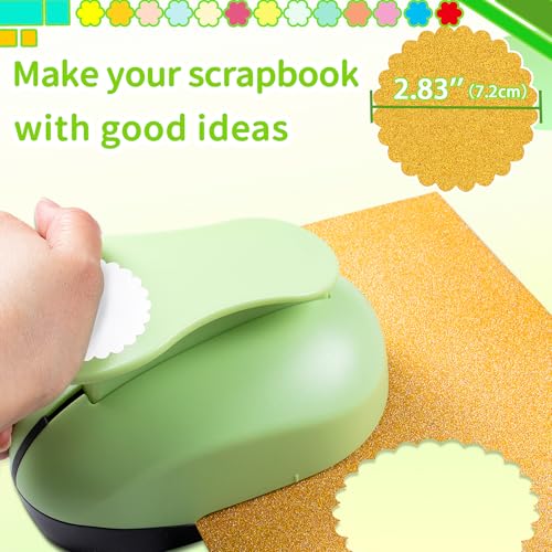 Circle Punch, 2.8 Inch Scalloped Circle Cutter, Circles Hole Punch | Circle Punches for Paper Crafts, Scalloped Circle Shaped Hole Punch, Wave Circles Paper Punch for Journal, Scrapbook Tool - style: Wave Circle Punch