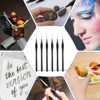 6PCS Detail Paint Brushes, Professional Fine Tip Paint Thin Miniature Brush, Small Artist Micro Paint Brushes for Acrylic Watercolor Oil Numbers Painting Models Detailing