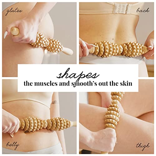 Tuuli Accessories - Oval Wooden Massage Roller, Multi-Functional Body Roller for Cellulite, Muscle Tension and Skin Health Support, Natural Massager for Women and Men