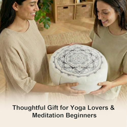 Ultimate Meditation Cushion Set – 2-in-1 Zafu & Zabuton, Buckwheat & Memory Foam, Velvet Cover for Yoga & Mindfulness (Beige) - color: Beige