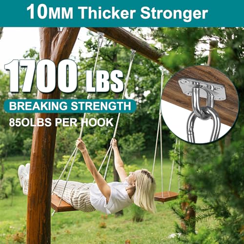 Heavy Duty Hammock Hanging kit - 1700 lb Capacity Swing Hooks, Ceiling Hooks for Wall/Ceiling Mount, Indoor & Outdoor - Stainless Steel (Large) - size: Large