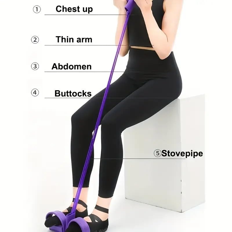 21 Fitness Resistance Bands-4 Tube Pedal Ankle Puller,Pedal Resistance Band with Handle,Resistance Bands,Strength Training, Tummy, Waist, Arm, Leg Slimming, Home Gym Exercise Equipment